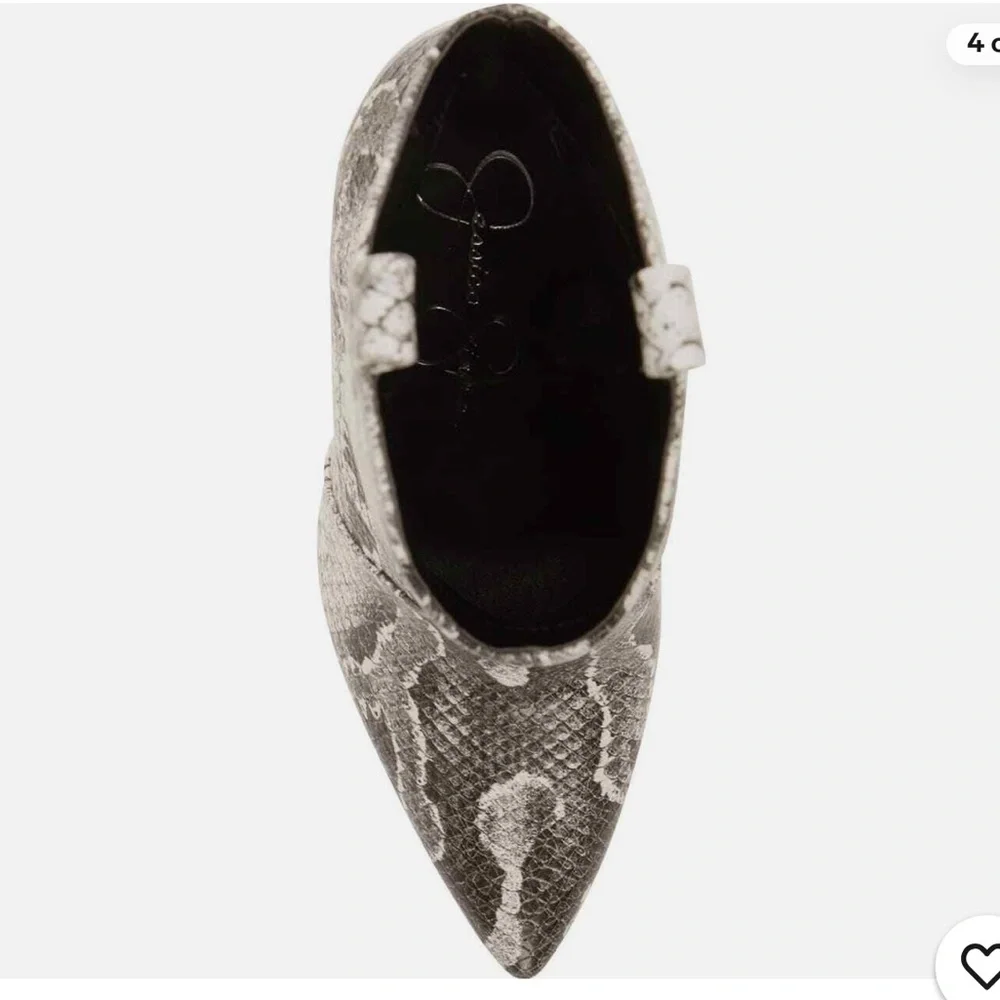 Jessica Simpson Silver Snake Print Pointed Toe Ankle Booties